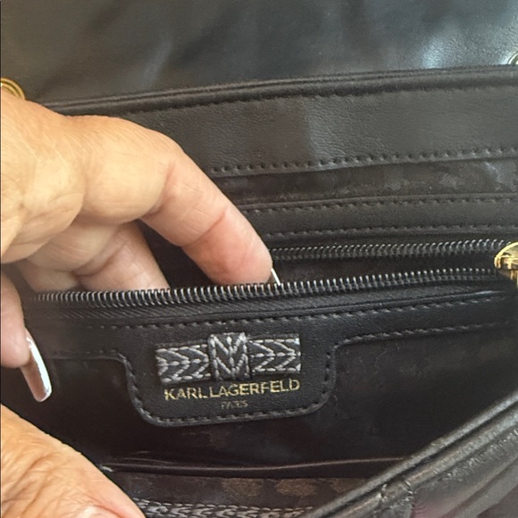 Karl Lagerfeld Black Studded Quilted Shoulder Bag - Picture 5 of 7